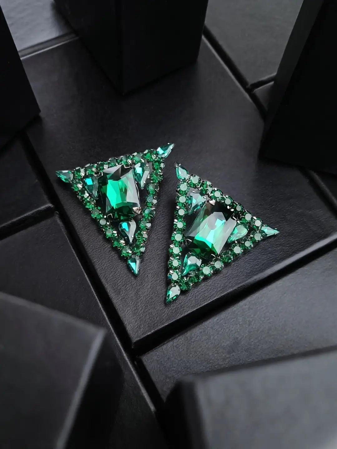Ishhaara Green Triangle Earring