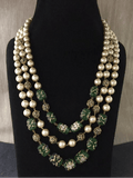 Ishhaara Triple Layered Pearl Precious Stone Necklace