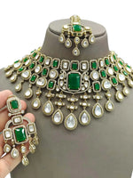 Ishhaara Green Uncut Kundan And Polki Choker Necklace