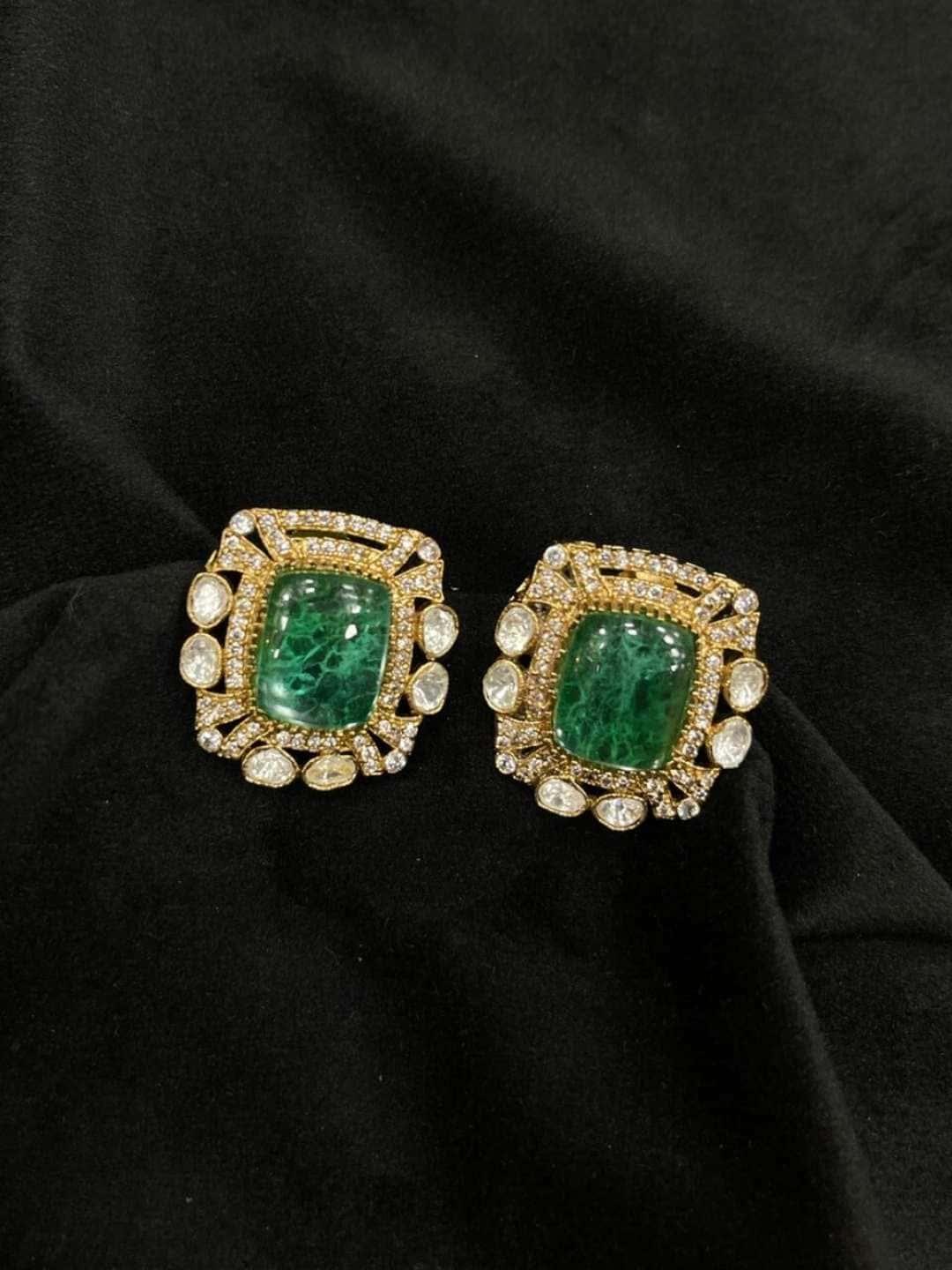 Ishhaara Vintage Polki Square Studs
