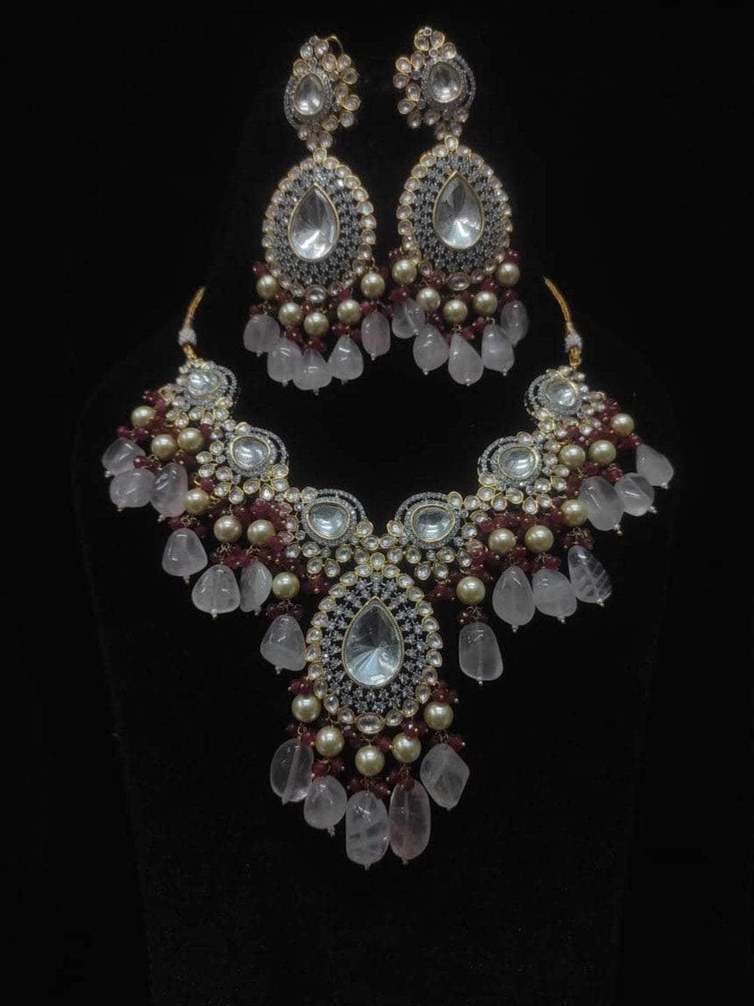 Ishhaara Pink Dramatic Drop Necklace