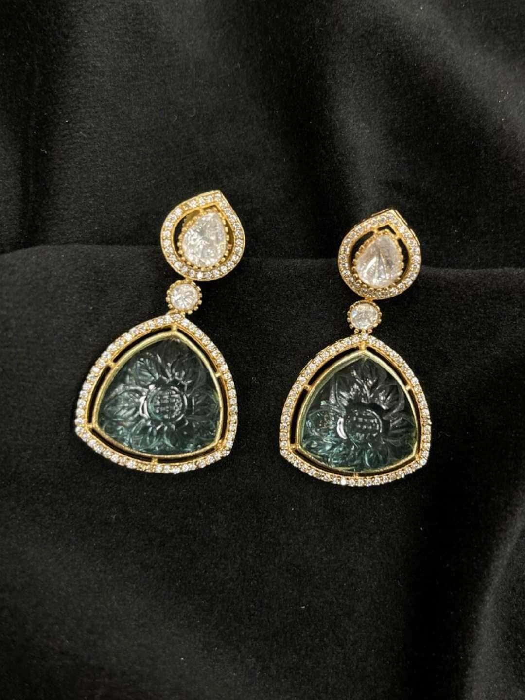 Ishhaara Triangle American Diamond Stud Earrings