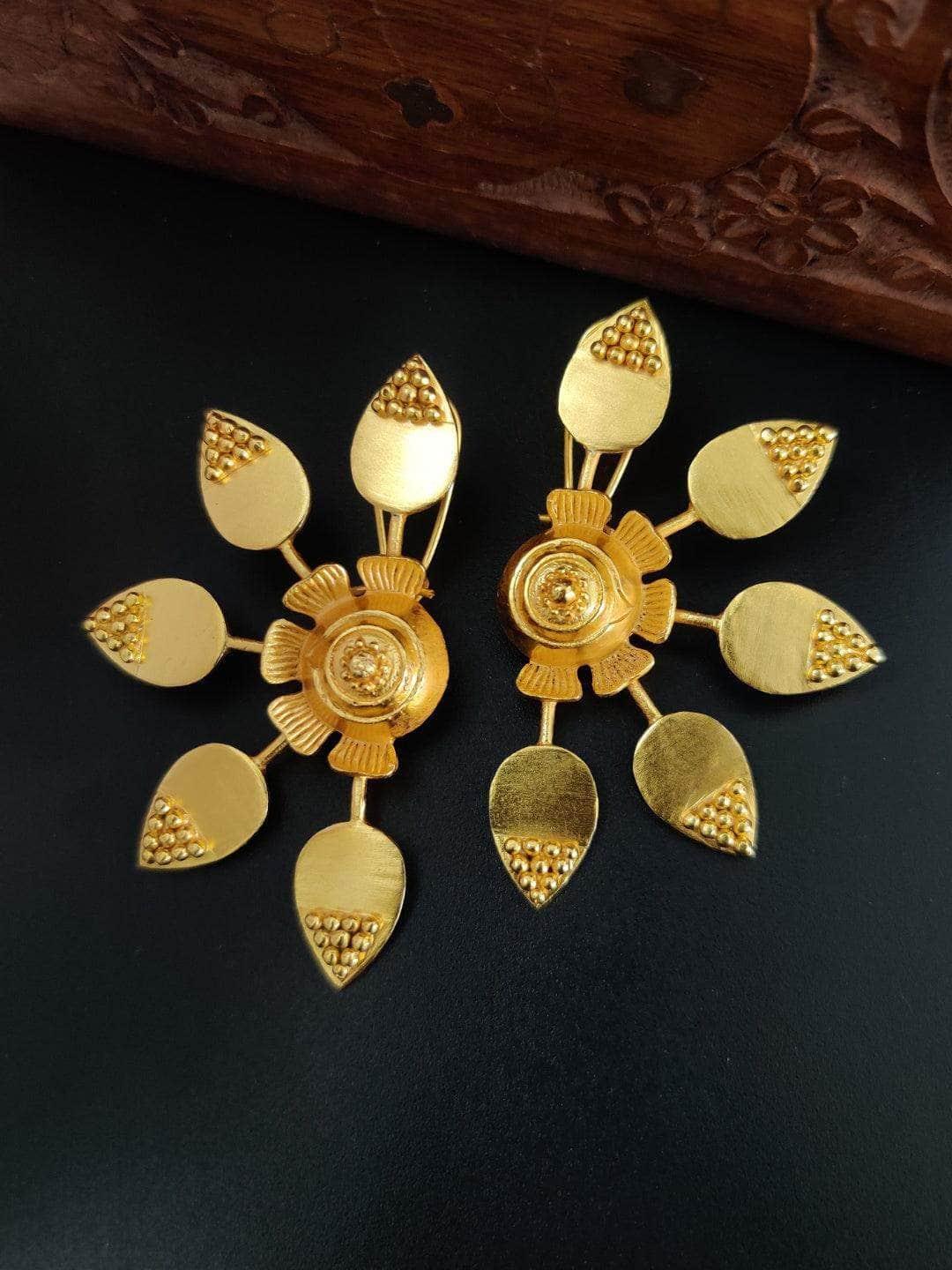 Ishhaara Half Sun Ray Textured Earrings