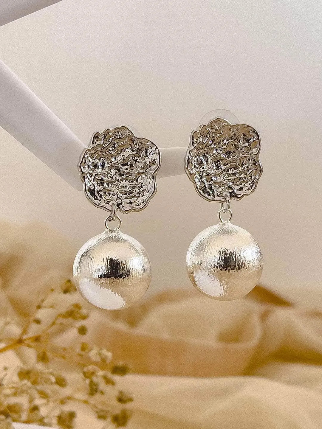 Ishhaara Hammered Pearl Drop Earrings