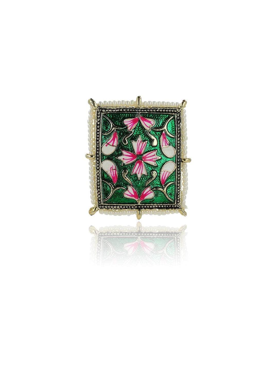 Ishhaara Hand Paint Square Cocktail Ring