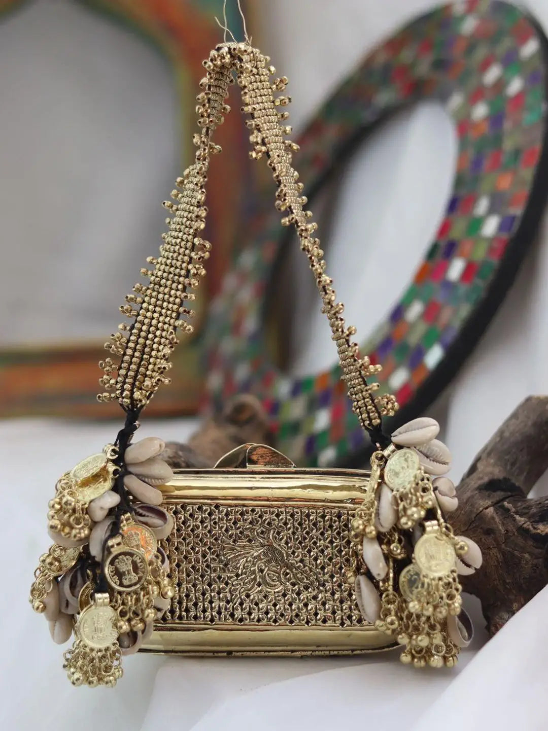 Ishhaara Handcrafted Embellished Banjara Metal Clutch