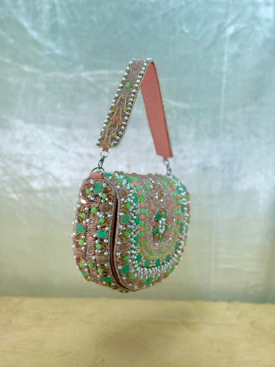 Ishhaara Handcrafted Pearl Studded Flap Bag