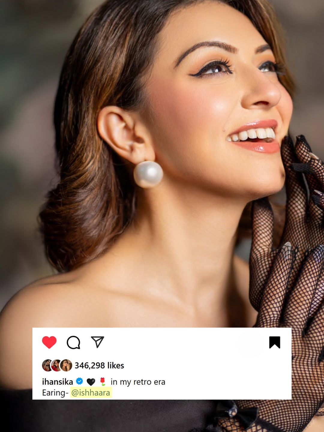 Ishhaara Hansika Motwani In Big Pearl Statement Studs White