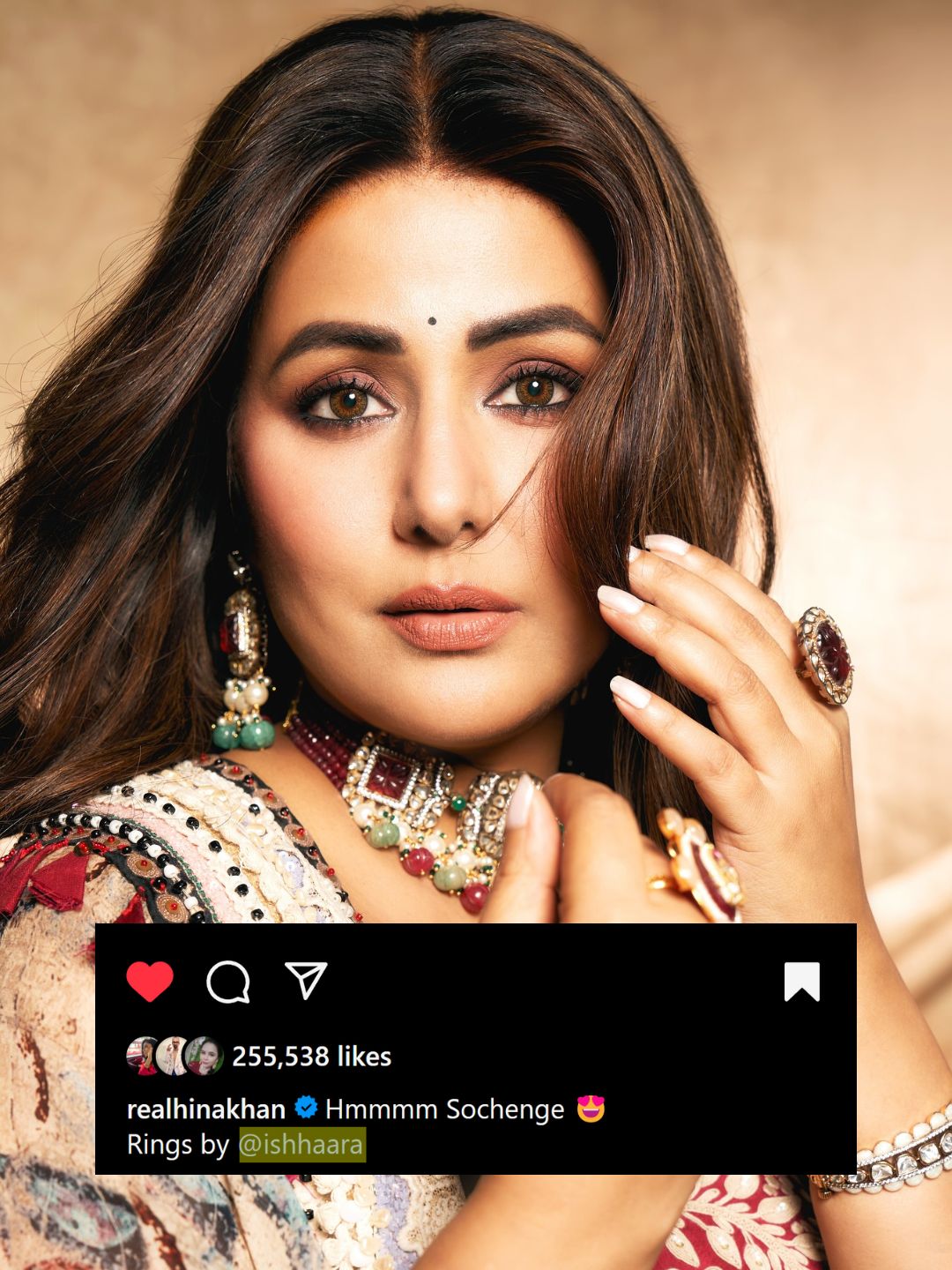 Ishhaara Hina Khan In Kundan Ruby Ring Red