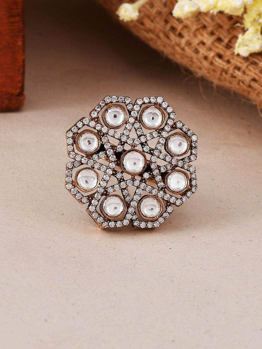 Ishhaara Honeycomb Kundan Ring