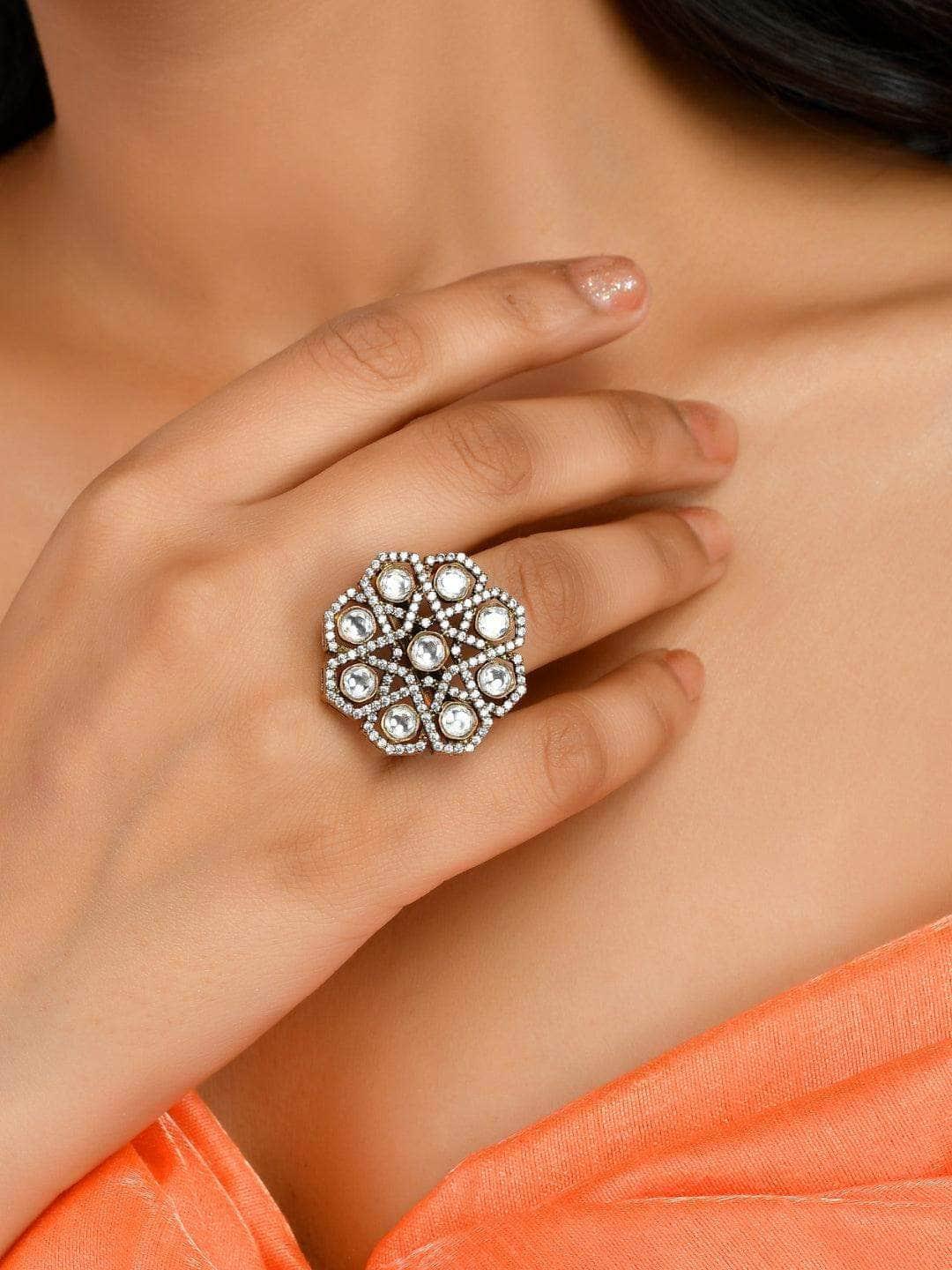 Ishhaara Honeycomb Kundan Ring