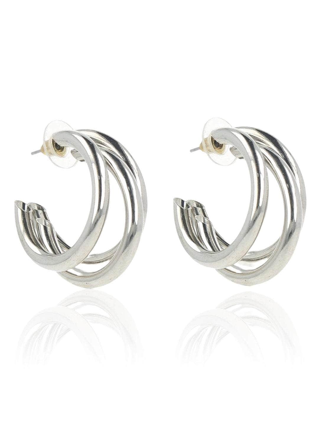 Ishhaara Huma Qureshi In Triple Hoop Earrings Silver