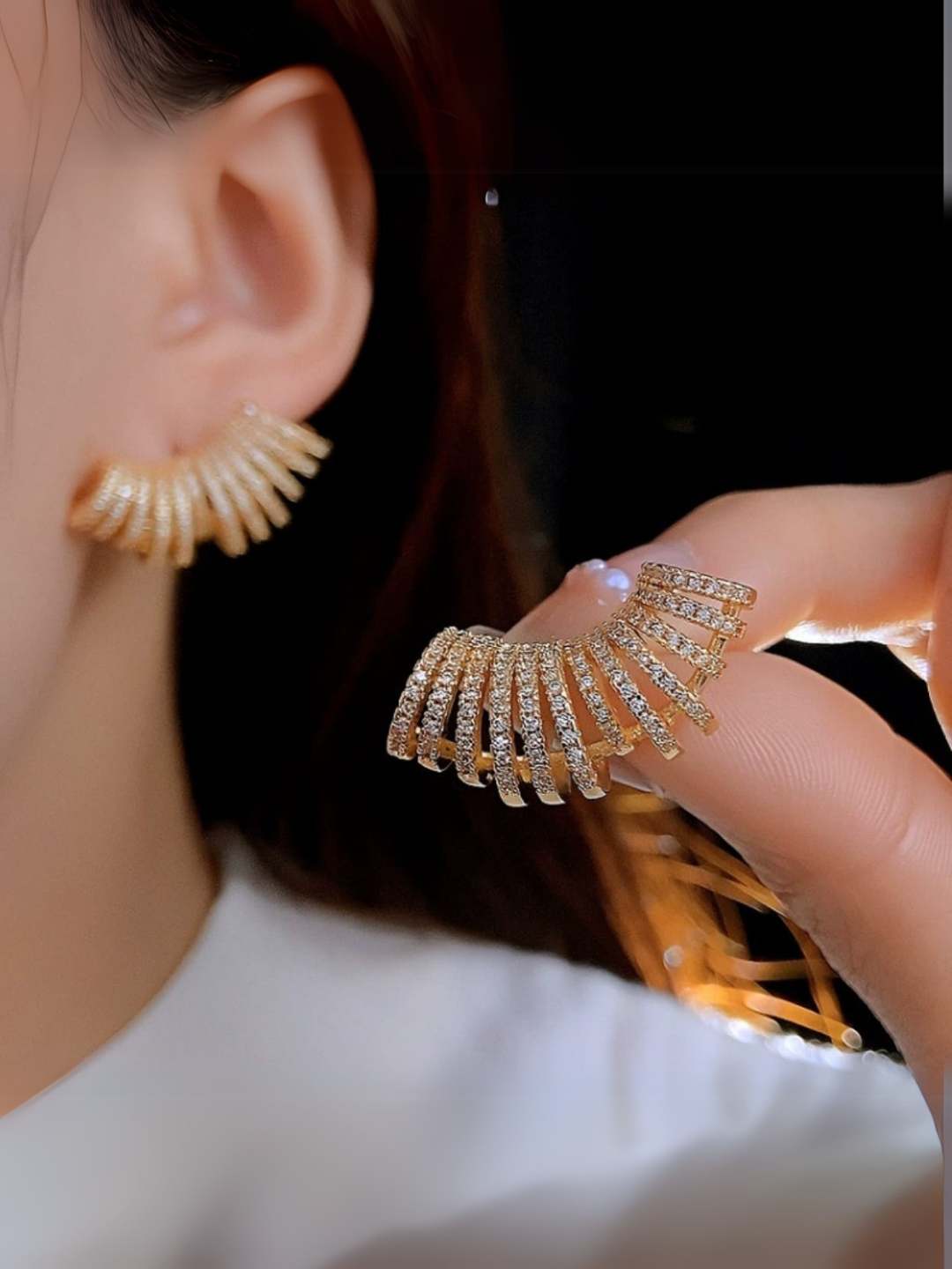 Ishhaara Illusion Multi Cage Cuff Earrings