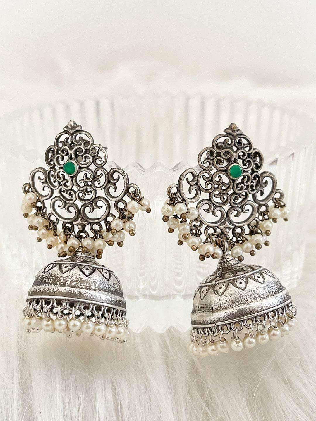 Ishhaara Intricate Designed Oxidized Jhumka
