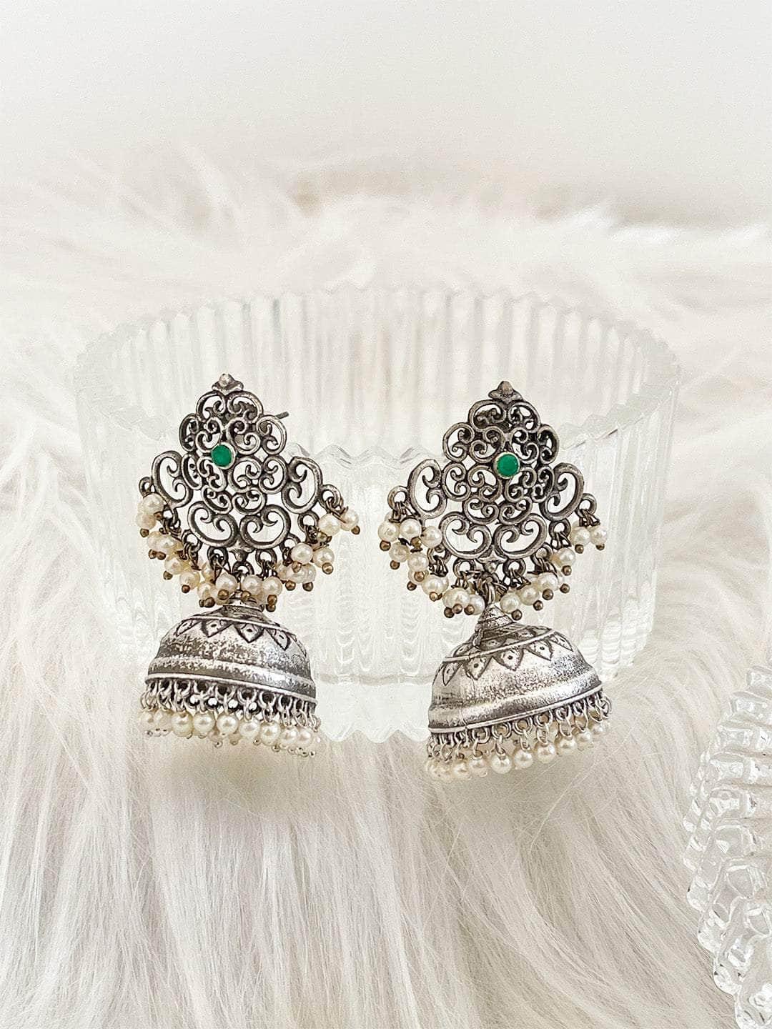Ishhaara Intricate Designed Oxidized Jhumka
