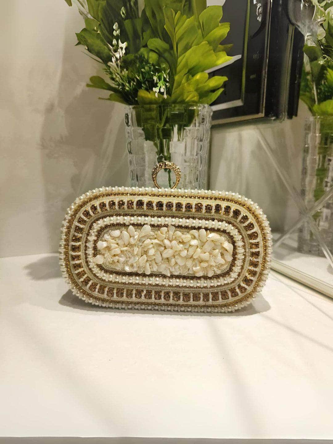 Ishhaara Royal Pearl Beaded Clutch