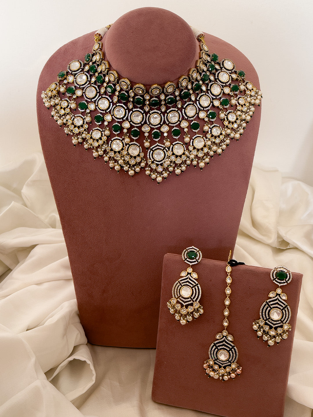 Buy Jadau Polki Kundan Meenakari Bridal Necklace Set Online Ishhaara