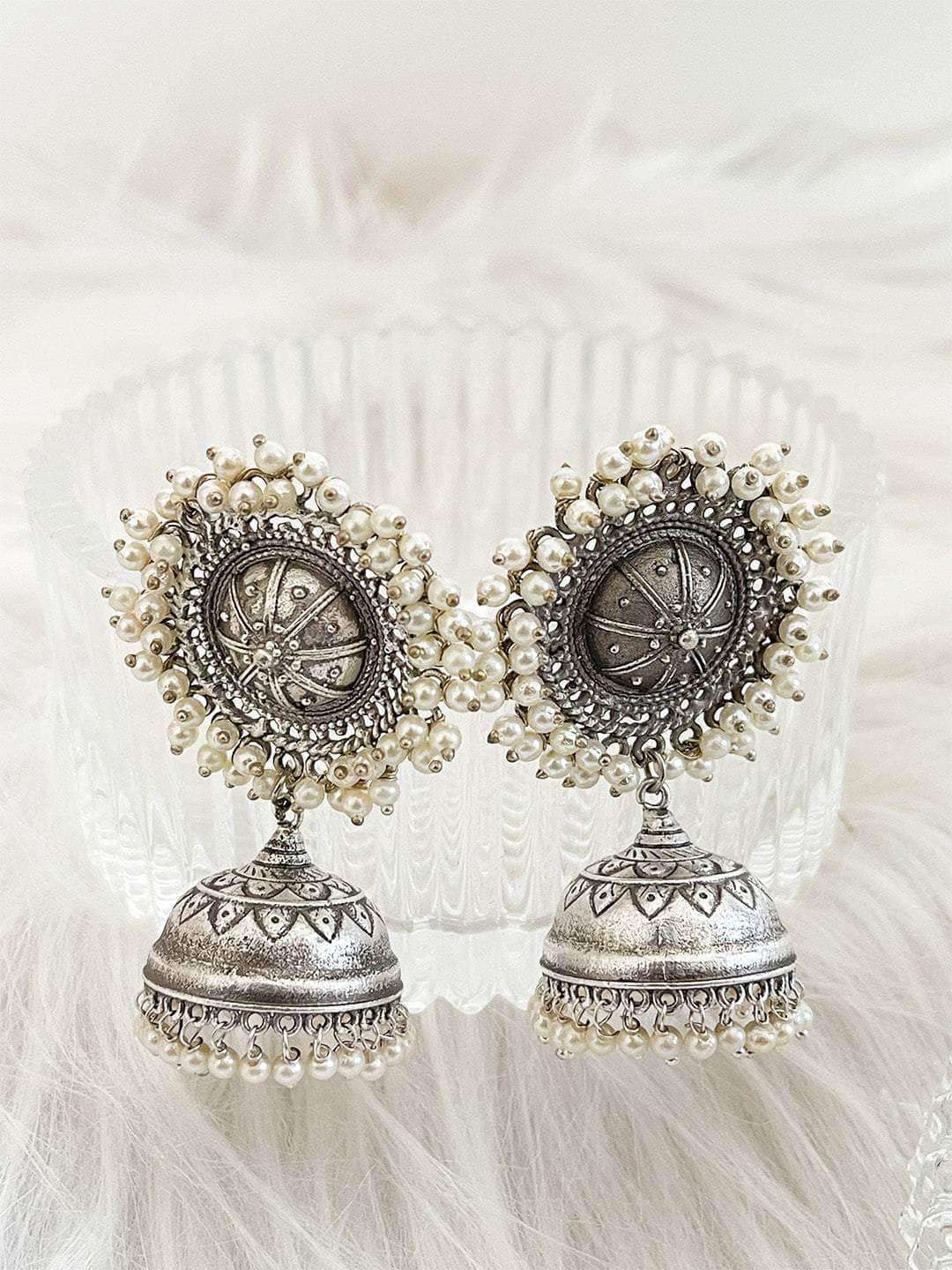 Ishhaara Jhumkas With Bead Drops