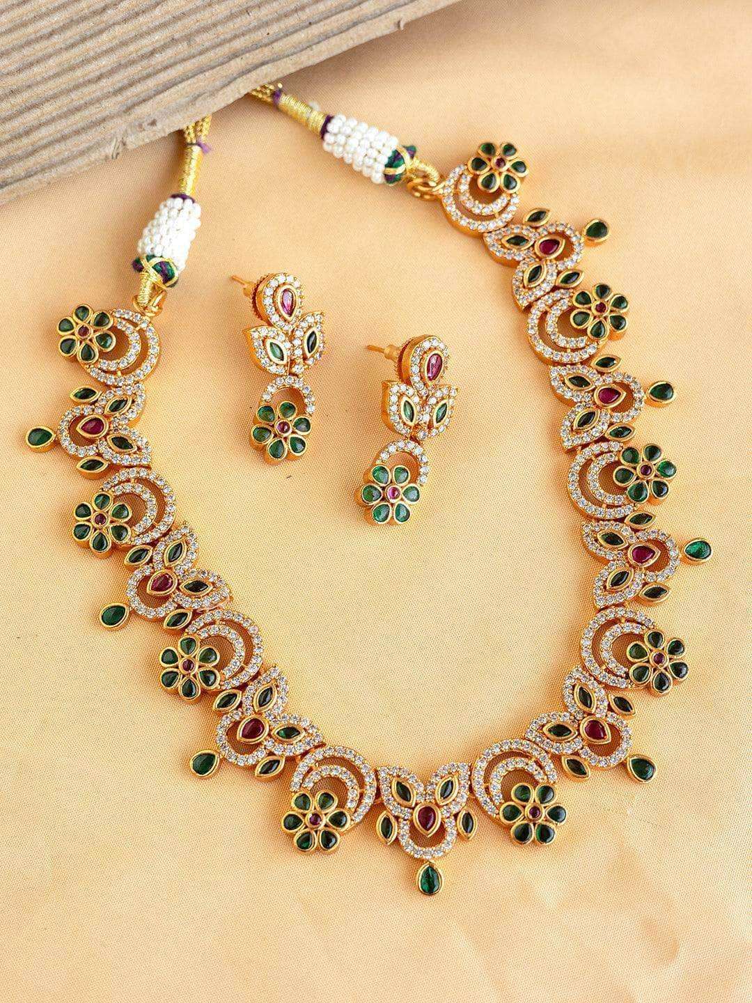 Ishhaara Kemp Stone Studded Chand Style Choker Set