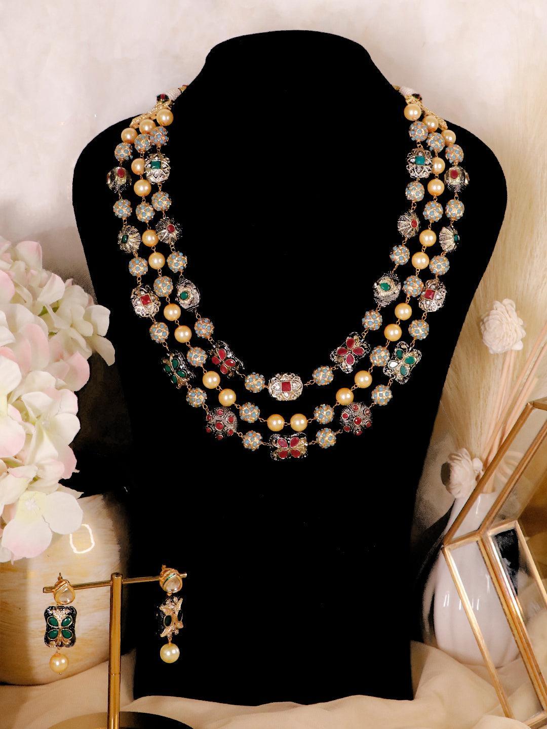 Ishhaara Kinjal In Victorian Semi Precious Layered Set
