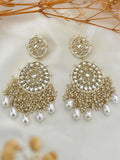 Ishhaara Kundan Chandbali And Pearls Earrings