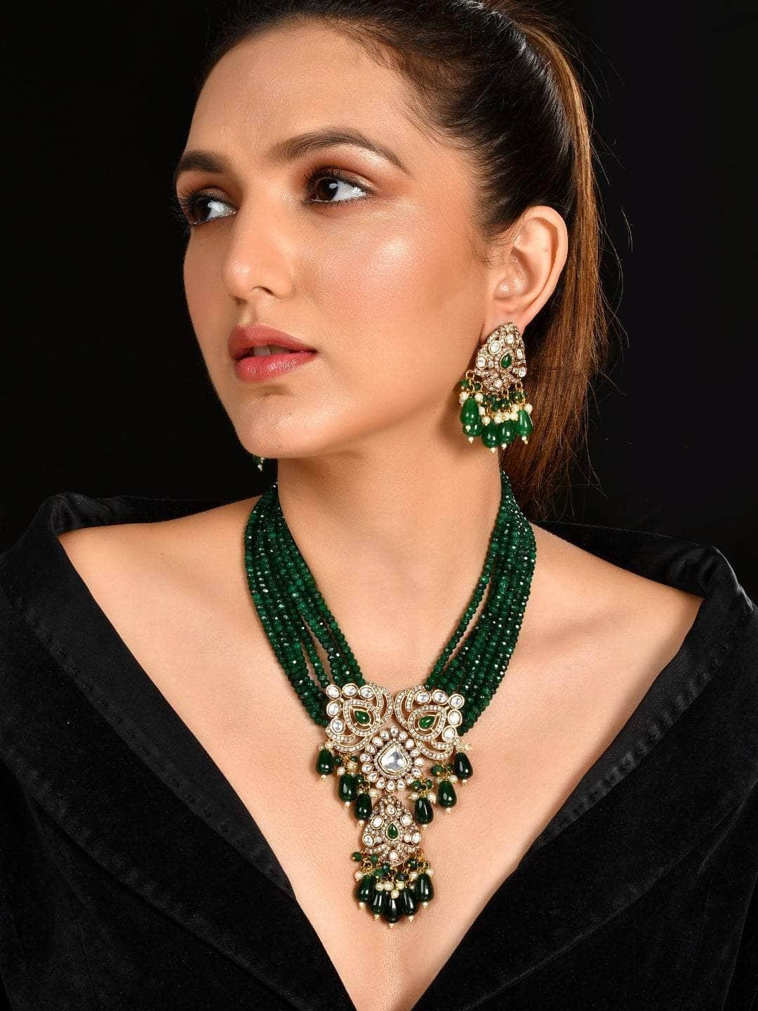Ishhaara Kundan Crystal Choker Set Green