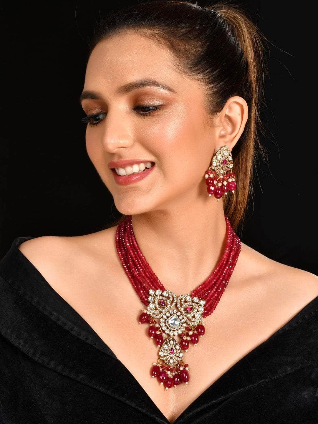 Ishhaara Kundan Crystal Choker Set Red
