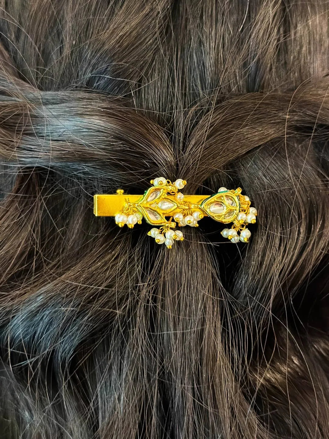 Ishhaara Kundan Floral Bead Drop Hairpin