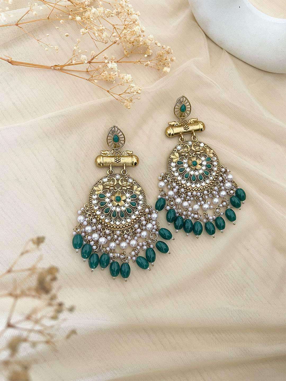 Ishhaara Kundan Long Designer Chandbali Earrings