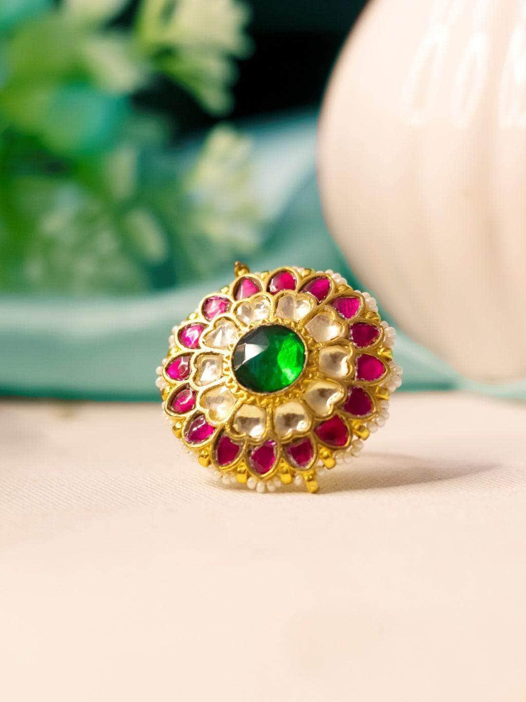 Ishhaara Kundan Multi Color Sun Flower Ring