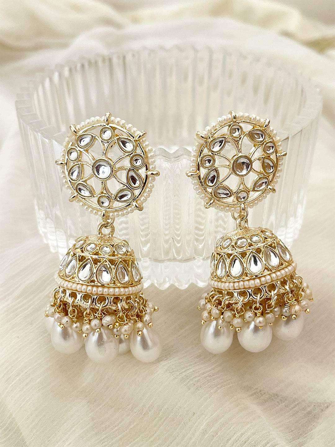 Ishhaara Kundan Pearl Beaded Jhumka