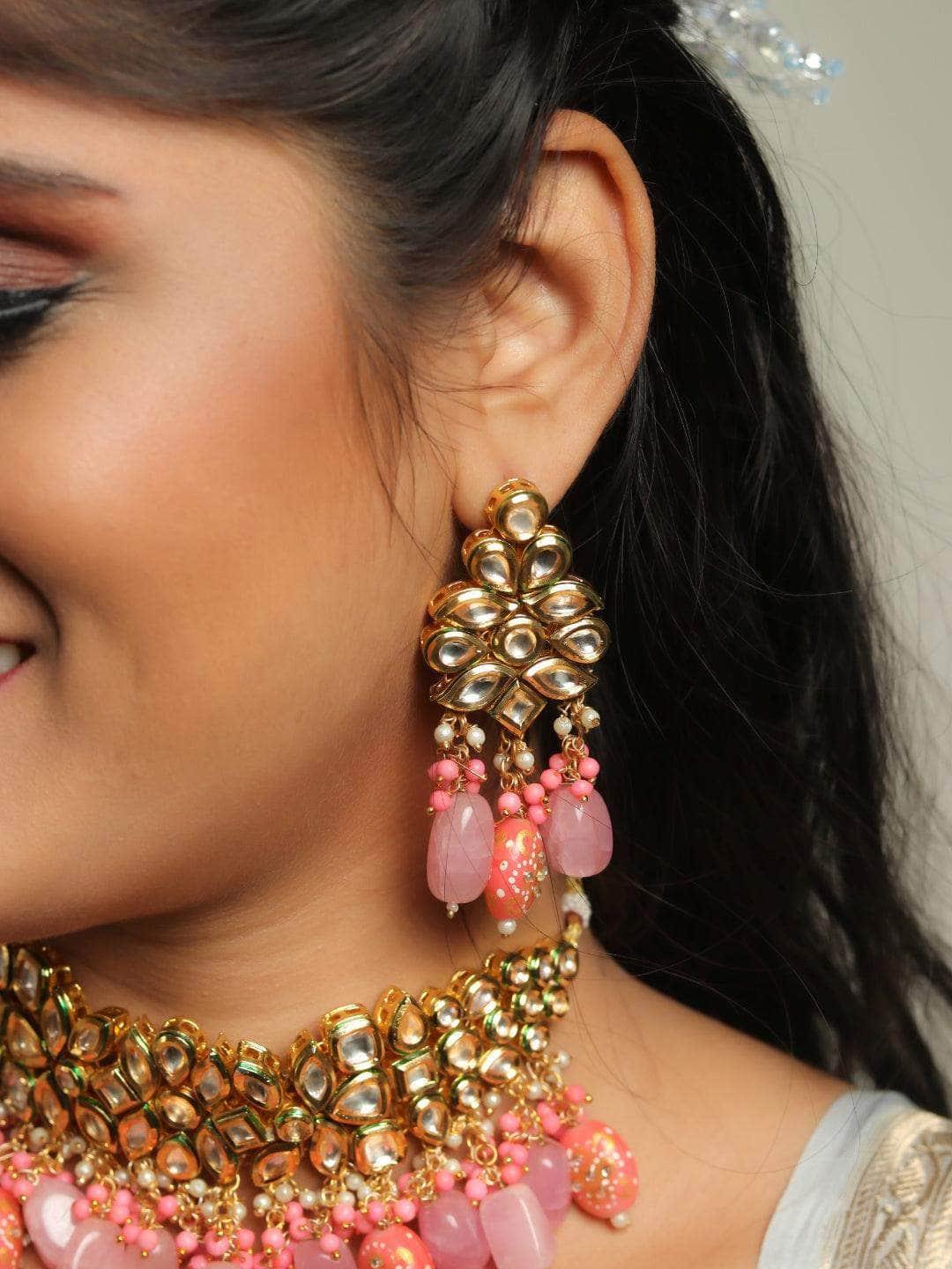 Ishhaara Kundan Semi Precious Choker Light Pink