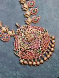 Ishhaara Lakshmi And Peacock Intricated Bridal Necklace Set