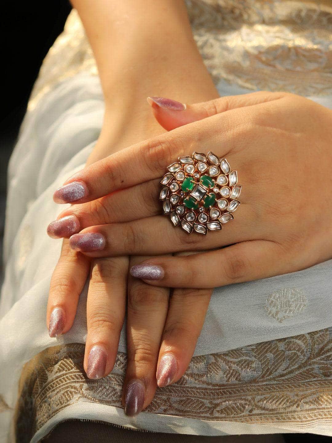 Ishhaara Layered Round Kundan Ring