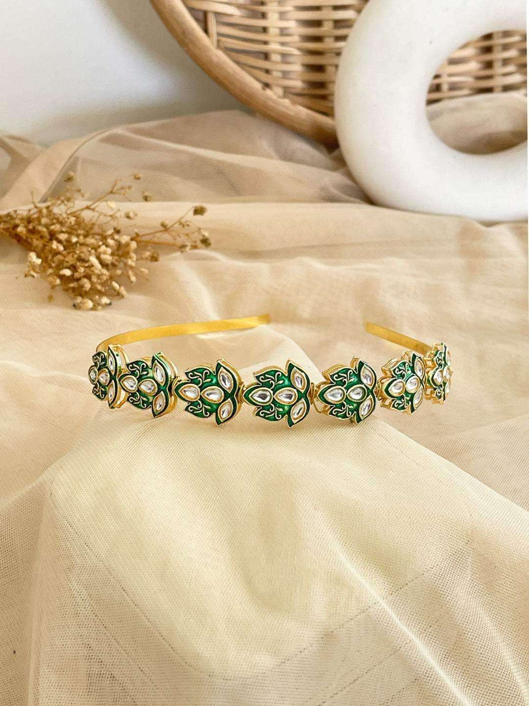 Ishhaara Leaf Shaped Kundan Studded Hairband