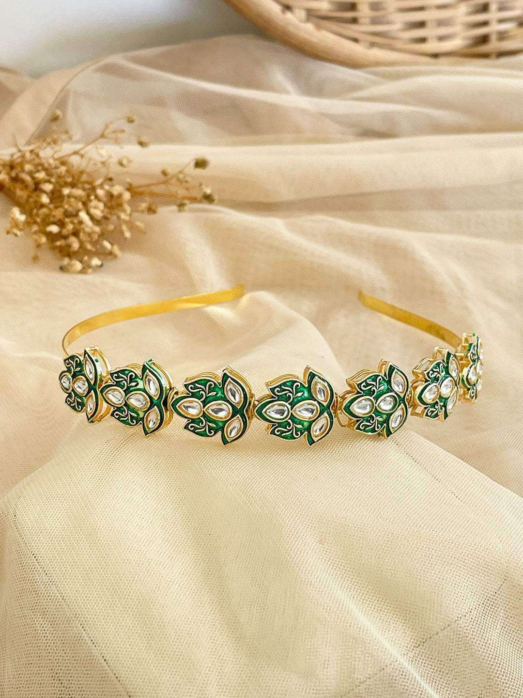 Ishhaara Leaf Shaped Kundan Studded Hairband