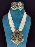 Ishhaara Victorian Style Long Temple Pendant Necklace Set