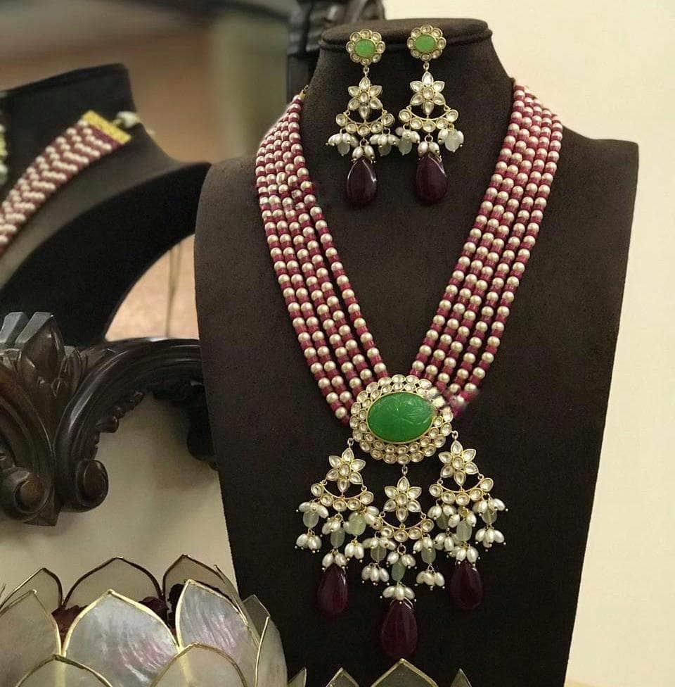 Ishhaara Jadau Polki Pendant Necklace Set