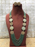 Ishhaara Meena Kundan Side Pendant Layered Necklace