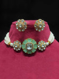 Ishhaara Light Green Mrunal Thakur In Patiala Choker Necklace Set