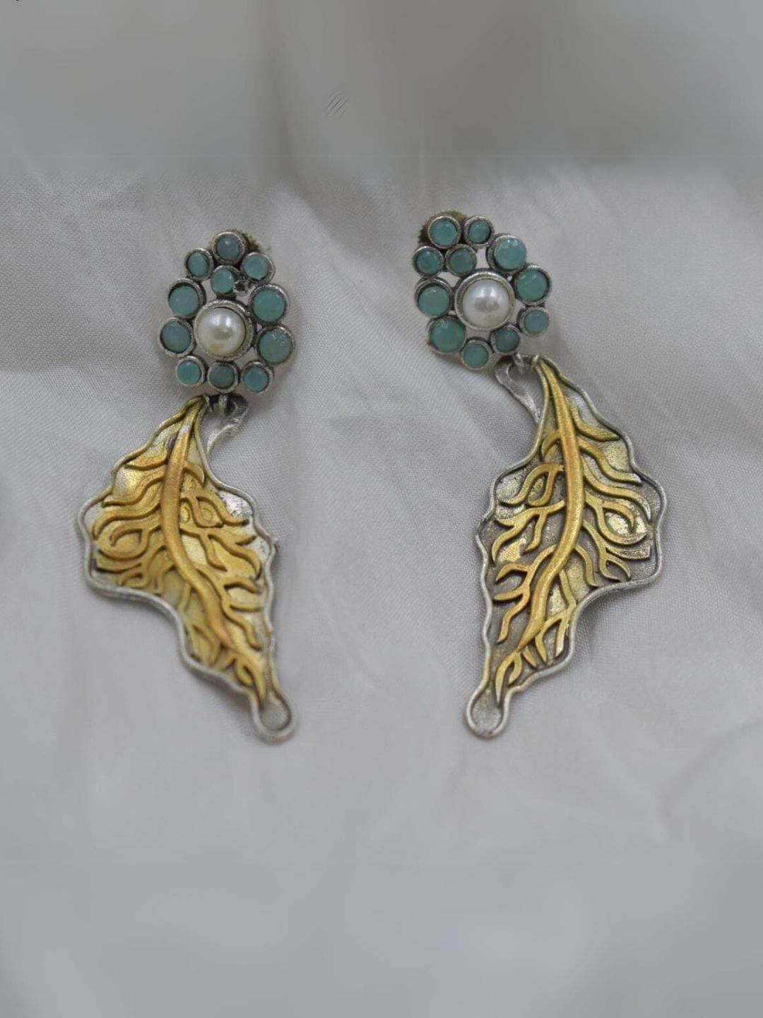 Ishhaara Oxidized Leaf Style Earrings