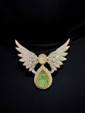 Ishhaara Light Green Round Cut Emerald Diamond Butterfly Shape Brooch