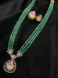 Ishhaara Semi Precious Onyx Multi Layered Long Neckalce