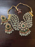 Ishhaara Shefali Bagga In Drop Stone Multi Bead Choker Necklace Set