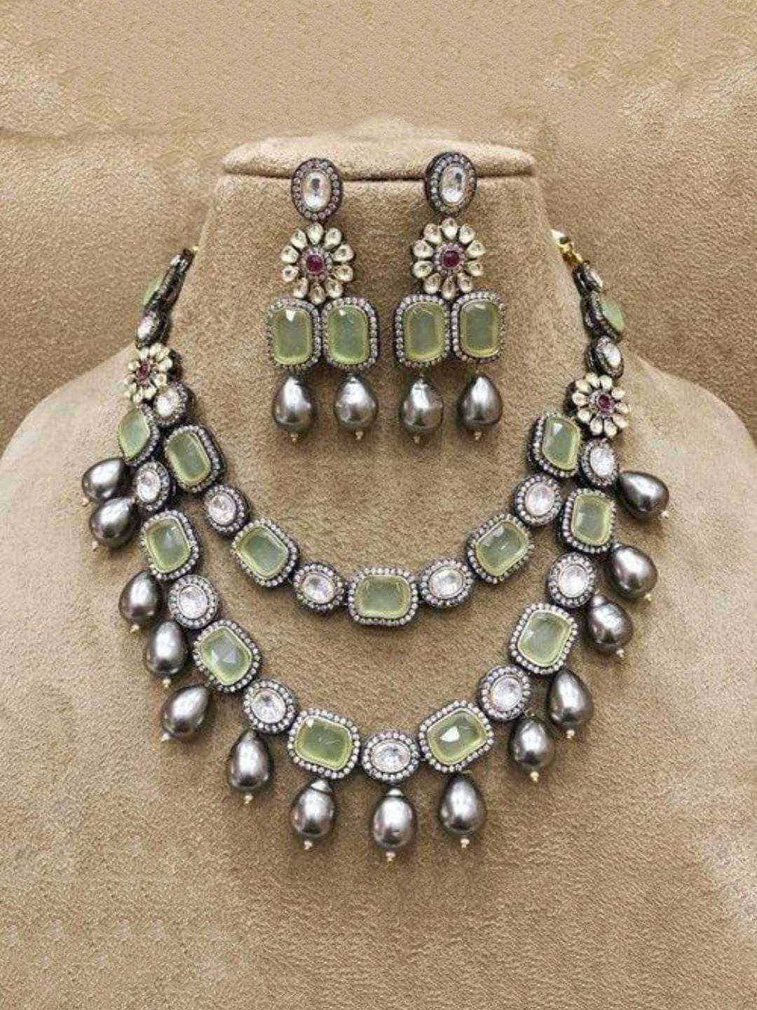 Ishhaara Square Stone Dual Layered Necklace