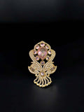 Ishhaara Light Pink Gold Embellished Victorian Heart Brooch