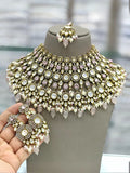 Ishhaara Light Pink Gold Plated Polki Kundan Stone And Beads Choker Necklace Set