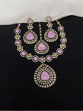 Ishhaara Light Pink Kundan Design Stone-Studded Necklace
