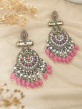 Ishhaara Light Pink Kundan Long Designer Chandbali Earrings