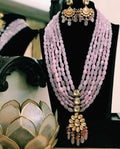 Ishhaara Light Pink Long Beaded Kundan Pendant Necklace
